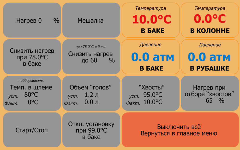 Интерфейс блока автоматизации